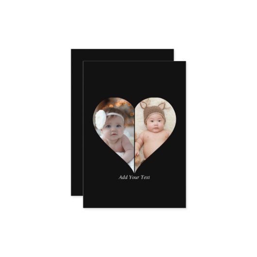 Hartvormig 2 foto collage kaart (Voorkant / Achterkant in situ)
