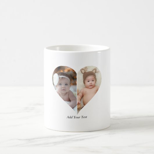 Hartvormig 2 foto collage koffiemok (Center)