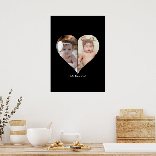 Hartvormig 2 foto collage poster (Keuken)