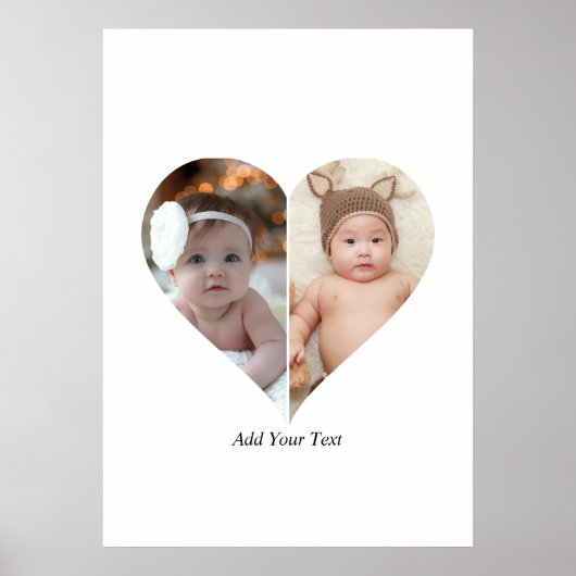 Hartvormig 2 foto collage poster (Voorkant)
