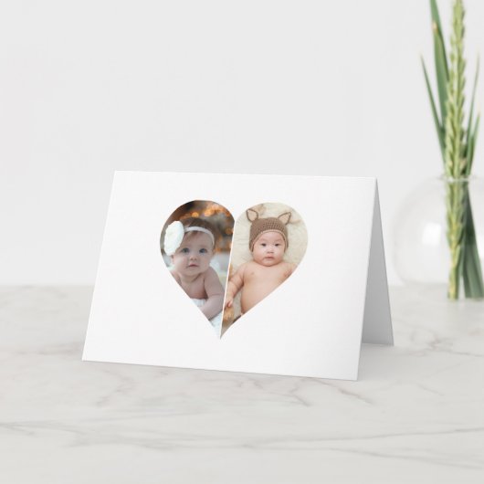 Hartvormig 2 foto collage Poster Aankondiging (Voorkant)