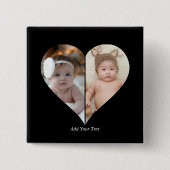 Hartvormig 2 foto collage vierkante button 5,1 cm (Voorkant)