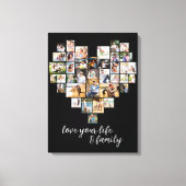 Hartvormig 36 Foto Collage Love Life Family Can Canvas Afdruk (Voorkant)