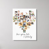 Hartvormig 36 Foto Collage Love Life Family Canvas Afdruk (Voorkant)