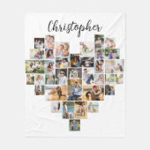 Hartvormig 36 Fotoverzamelscript naam wit Fleece Deken (Voorkant)