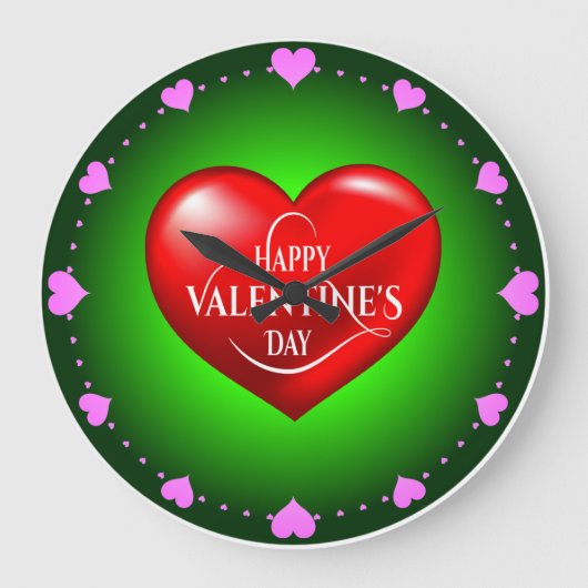 Hartvormig 3d rood liefdessymbool-50420 grote klok (Voorkant)