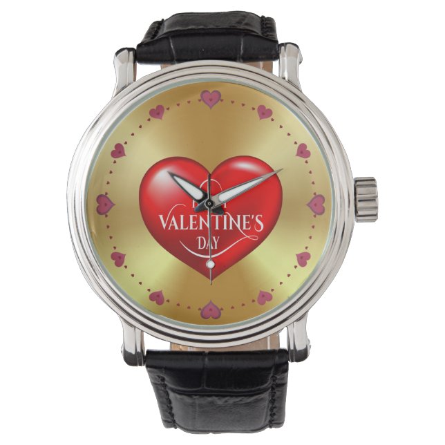 Hartvormig 3d rood liefdessymbool-50420 horloge (Voorkant)