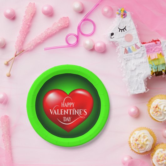 Hartvormig 3d rood liefdessymbool-50420 papieren bordje (Feest)