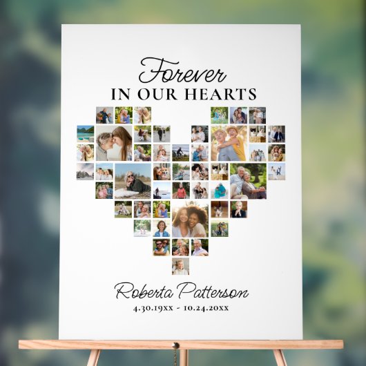 Hartvormig 48 Fotocollage Begrafenis Acryl Bord (Neutraal)