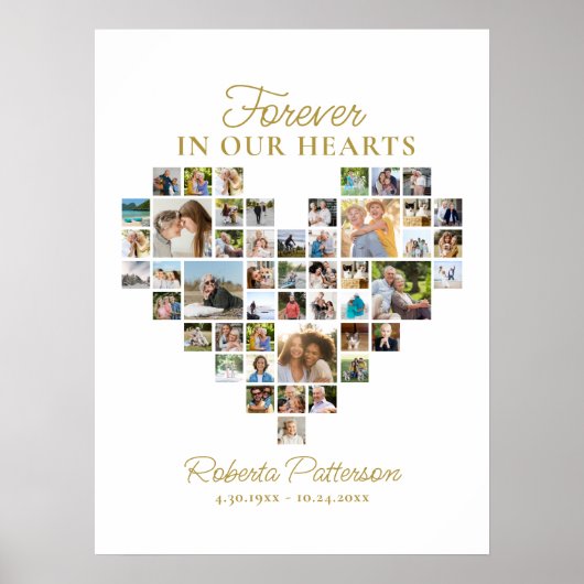 Hartvormig 48 Fotocollage Begrafenis Poster (Voorkant)
