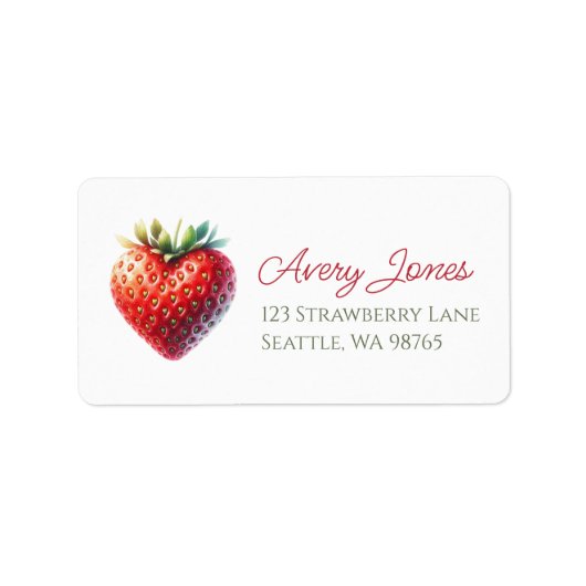 Hartvormig aardbeienadreslabel etiket (Voorkant)