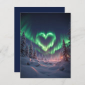 Hartvormig Aurora borealis Feestdagenkaart (Voorkant / Achterkant)