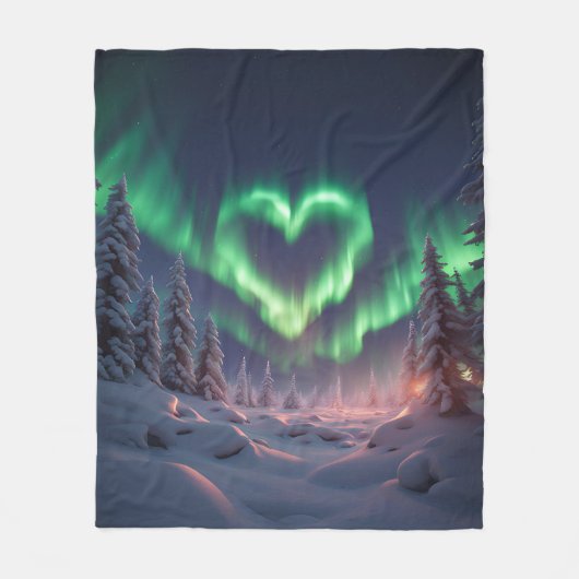 Hartvormig Aurora borealis Fleece Deken (Voorkant)