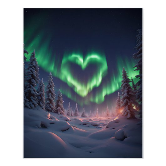 Hartvormig Aurora borealis Perfect Poster (Voorkant)