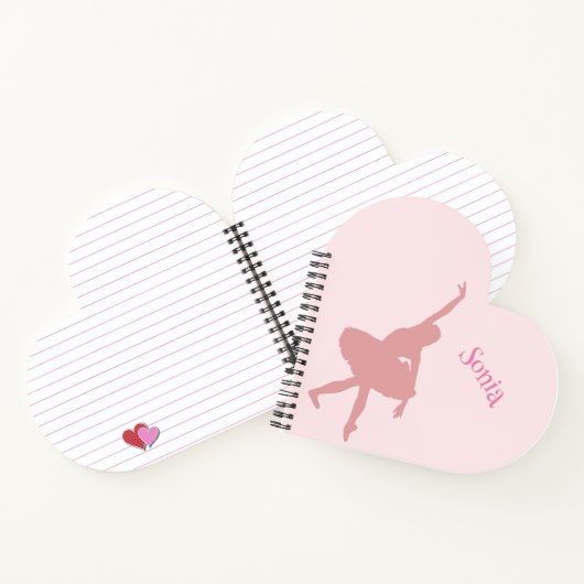 Hartvormig Ballerina Roze Meisjes School Notitieboek (Binnen)