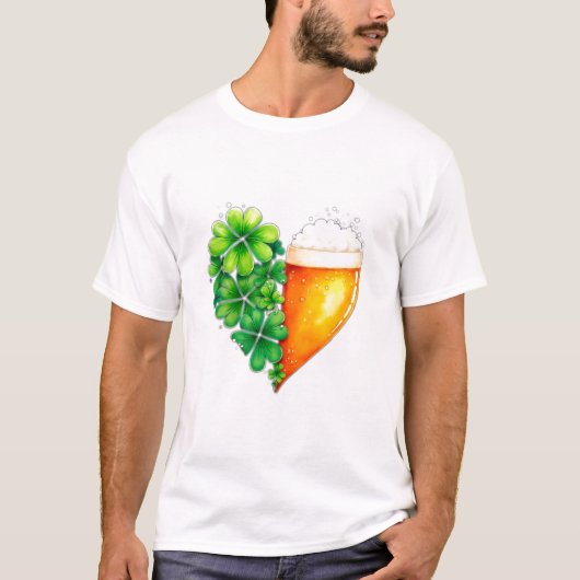 Hartvormig bier en geluksklaver t-shirt (Voorkant)