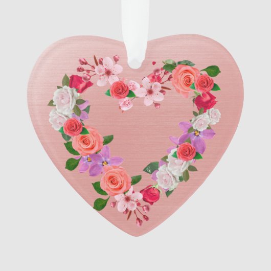 Hartvormig bloemenboeket van liefde keramiek ornament (voorkant)