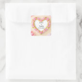 Hartvormig bloemframe vierkante sticker (Tas)