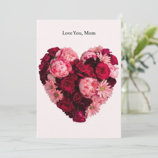 Hartvormig boeket Moederdag Kaart (Staand voorkant)