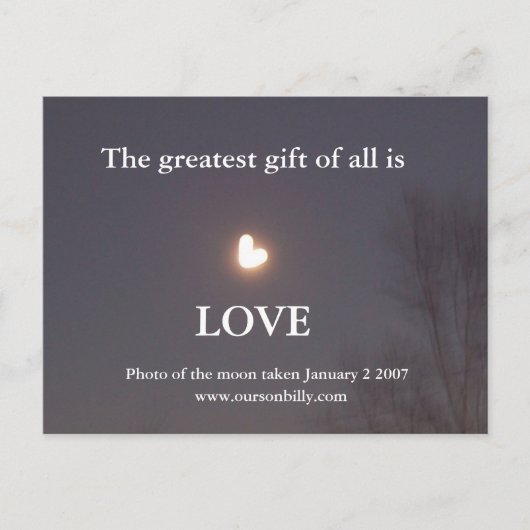 Hartvormig briefkaart van de maan (Voorkant)