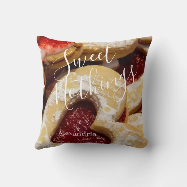 Hartvormig Cookie Foto Sweet Nothings Kussen (Achterkant)