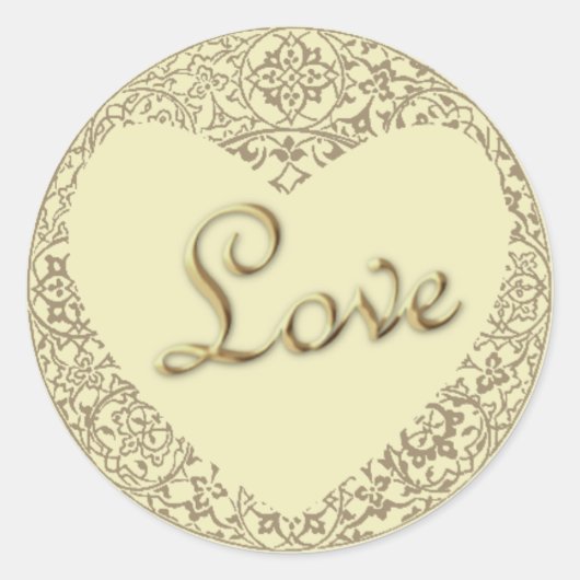 Hartvormig decoratief Bord crème "Love" Sticker (Voorkant)