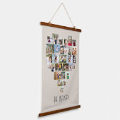 Hartvormig foto collage 29 Afbeeldingen Familienaa Hangend Wandkleed (Gebogen)