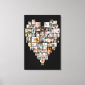 Hartvormig foto Collage 51 Afbeeldingen zwart Canvas Afdruk (Voorkant)