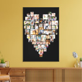 Hartvormig foto Collage 51 Afbeeldingen zwart Canvas Afdruk (Insitu (Woonkamer))