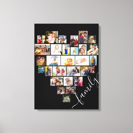 Hartvormig foto collage familie script canvas afdruk (Voorkant)