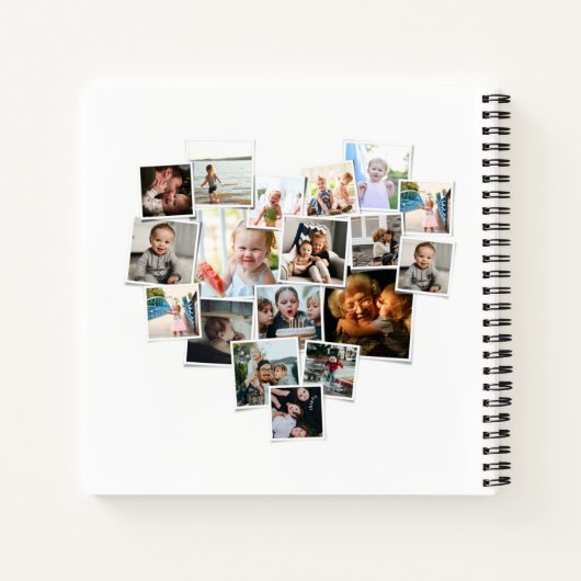 Hartvormig foto-collage mooie familieagenda notitieboek (Achterkant)