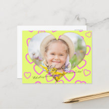 Hartvormig foto Kinder gele Kaarten