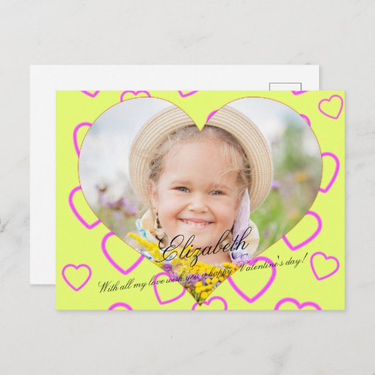 Hartvormig foto Kinder gele Kaarten (Voorkant / Achterkant)