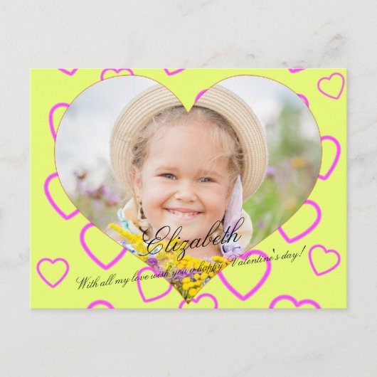 Hartvormig foto Kinder gele Kaarten (Voorkant)