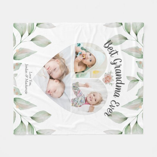 Hartvormig fotocollage Beste oma ooit Fleece Deken (Voorkant (Horizontaal))