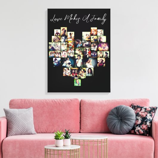 Hartvormig fotocollage mozaïek grid afbeelding canvas afdruk (Insitu (Woonkamer))