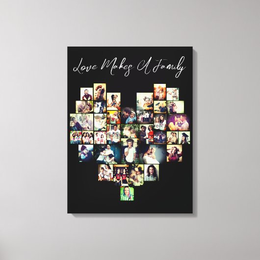 Hartvormig fotocollage mozaïek grid afbeelding canvas afdruk (Voorkant)