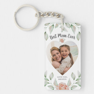 Hartvormig fotoscript Beste mama ooit Sleutelhanger