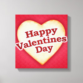Hartvormig Gelukkig Valentijnsdag Tekstontwerp Canvas Afdruk