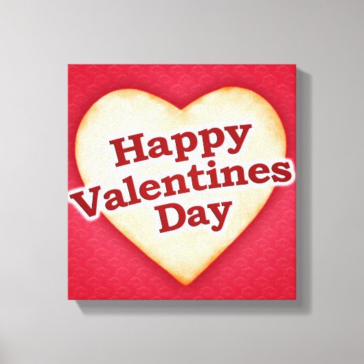 Hartvormig Gelukkig Valentijnsdag Tekstontwerp Canvas Afdruk (Voorkant)
