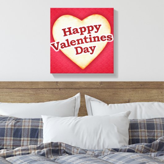 Hartvormig Gelukkig Valentijnsdag Tekstontwerp Canvas Afdruk (Insitu (Slaapkamer))