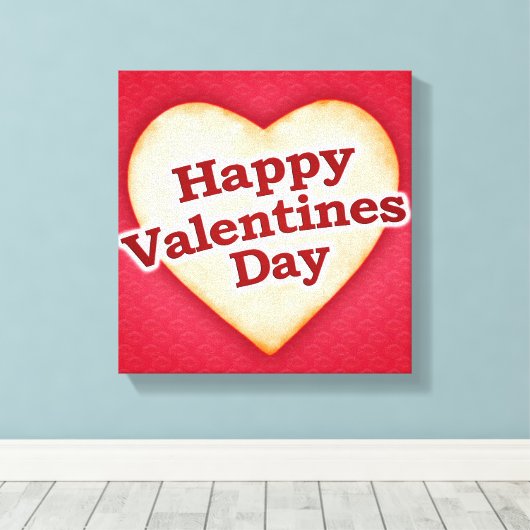 Hartvormig Gelukkig Valentijnsdag Tekstontwerp Canvas Afdruk (Insitu (Houten vloer))