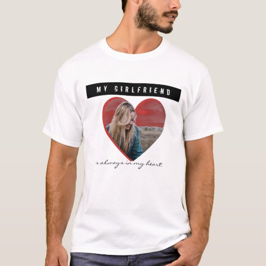 Hartvormig gepersonaliseerde foto T-Shirt (Voorkant)