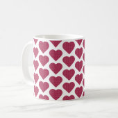 Hartvormig geruit rood roze koffiemok (Voorkant links)