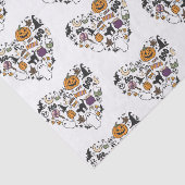 Hartvormig Halloween Patroon Wit Halloween Tissuepapier (Detail)