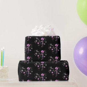 Hartvormig Halloween-patroon Zwart Halloween Cadeaupapier