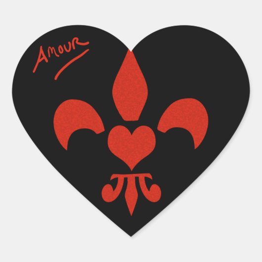 Hartvormig hart Fleur de Lis Amour Hart Sticker (Voorkant)
