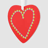 Hartvormig hart op rood ornament (voorkant)