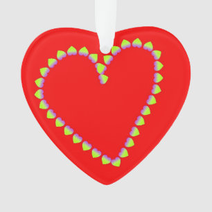 Hartvormig hart op rood ornament