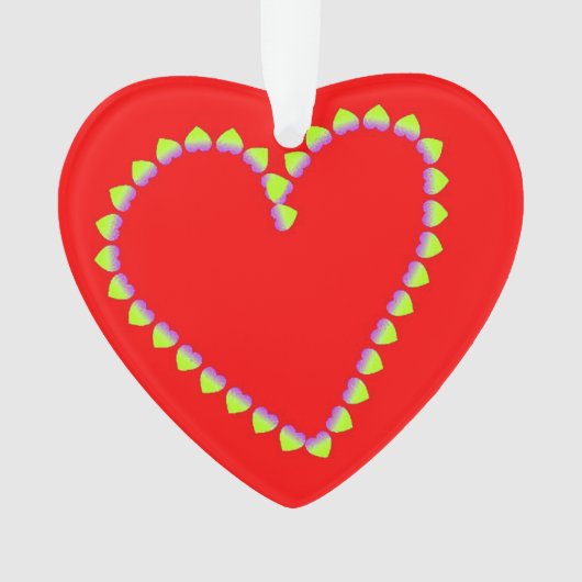 Hartvormig hart op rood ornament (voorkant)